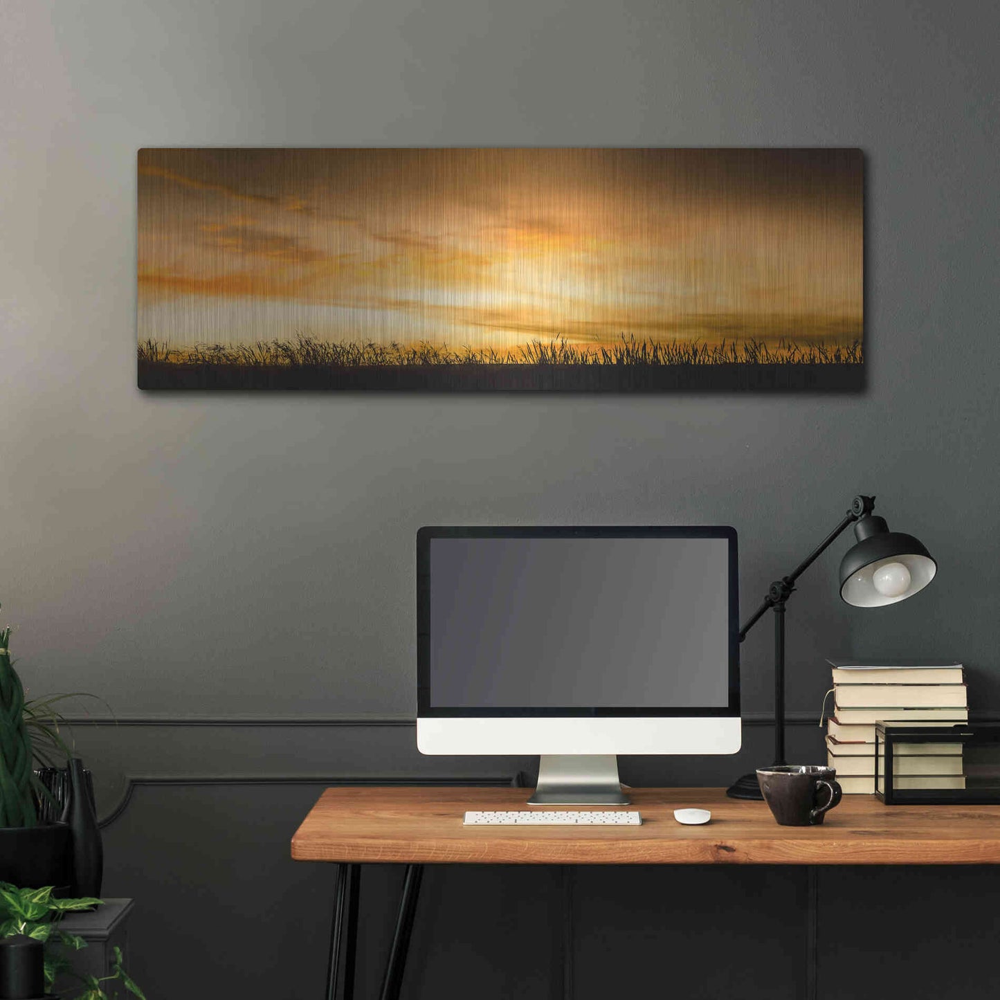 Luxe Metal Art  'Pastoral Sunrise'  by Don Schwartz, Metal Wall Art,48x16
