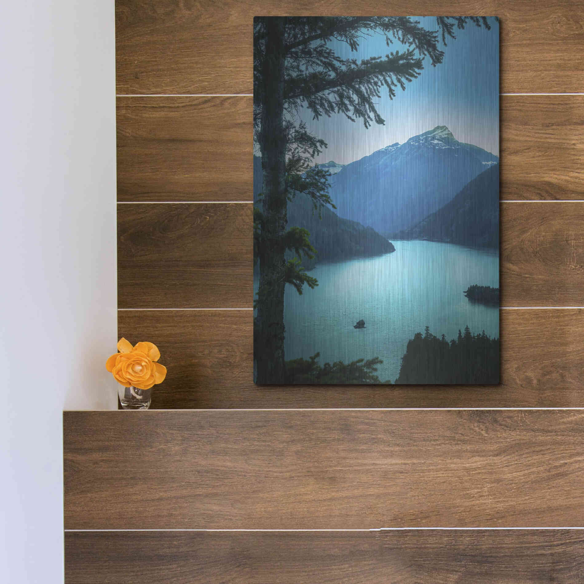 Luxe Metal Art  'Above The Lake'  by Don Schwartz, Metal Wall Art,12x16