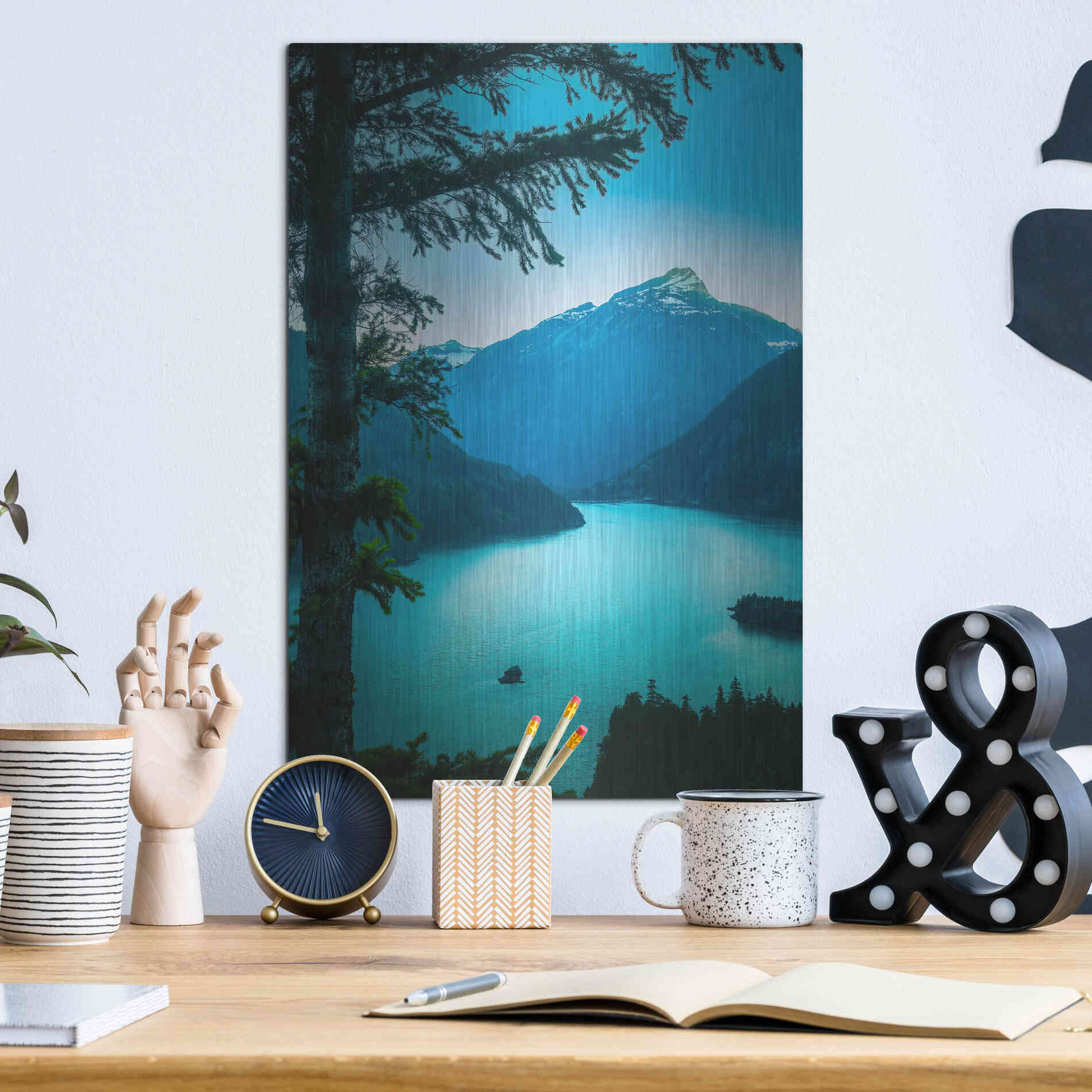 Luxe Metal Art  'Above The Lake'  by Don Schwartz, Metal Wall Art,12x16