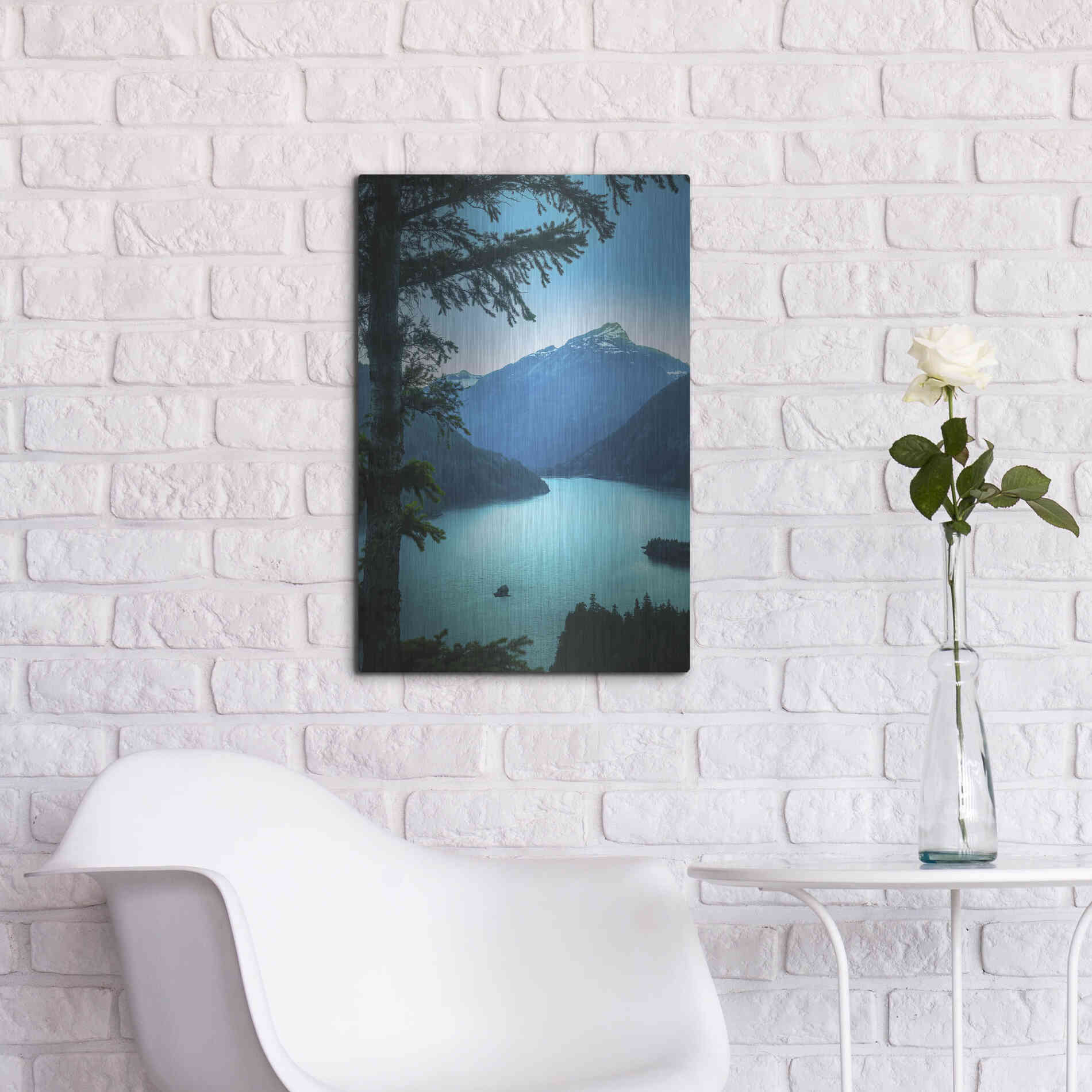 Luxe Metal Art  'Above The Lake'  by Don Schwartz, Metal Wall Art,16x24