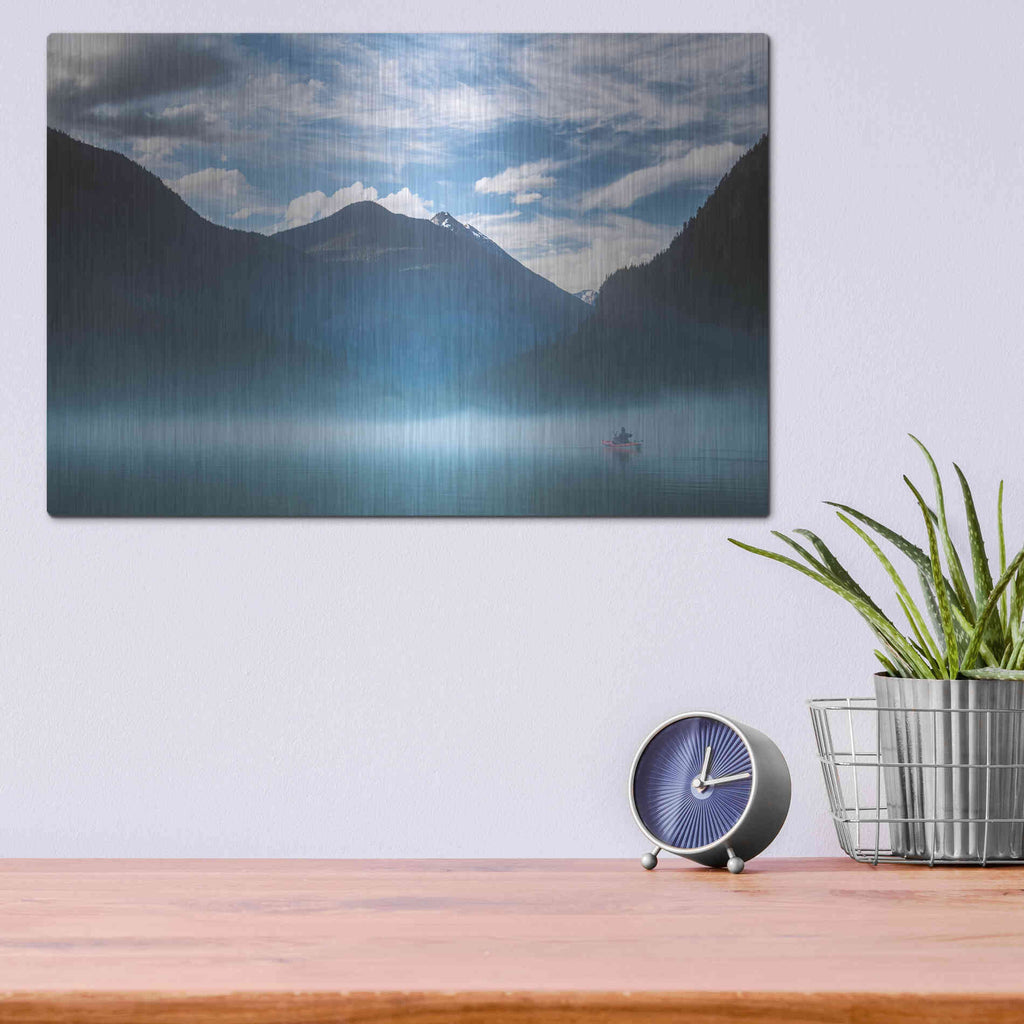 Luxe Metal Art  'Paddling Into The Mist'  by Don Schwartz, Metal Wall Art,16x12