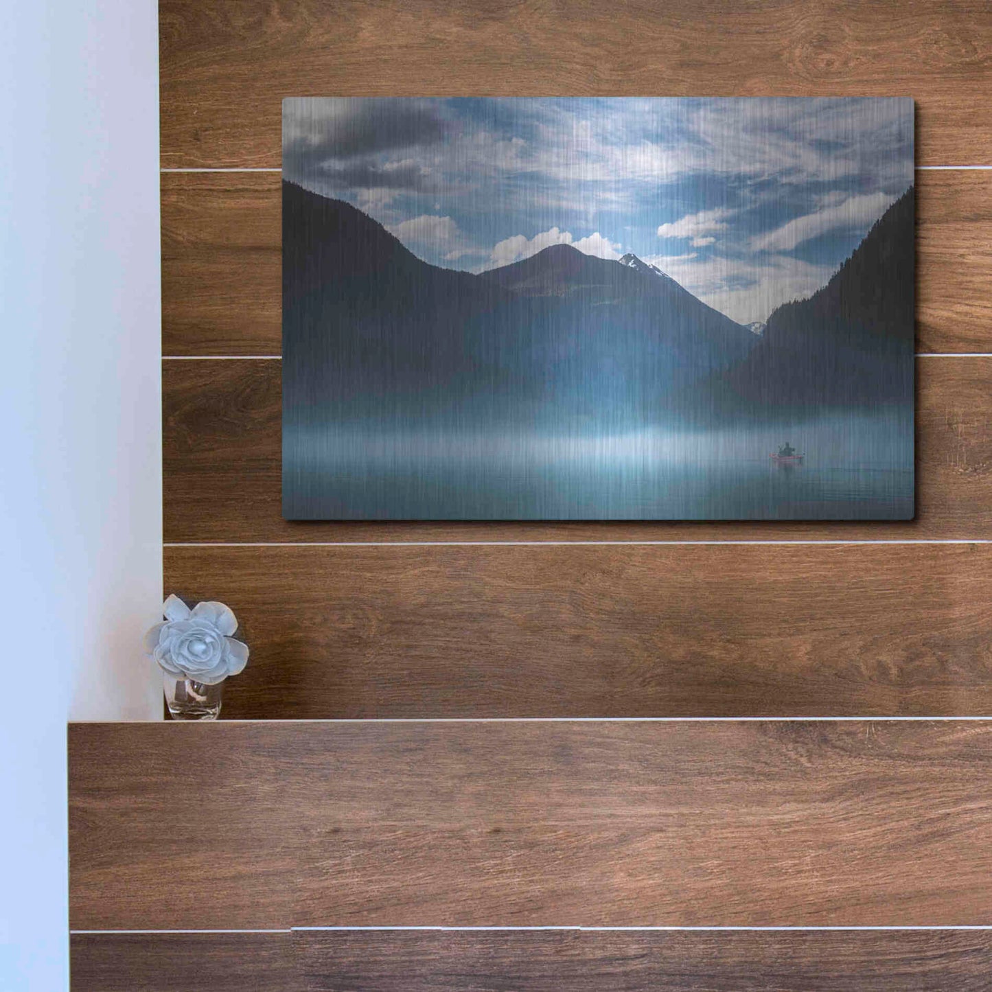 Luxe Metal Art  'Paddling Into The Mist'  by Don Schwartz, Metal Wall Art,16x12