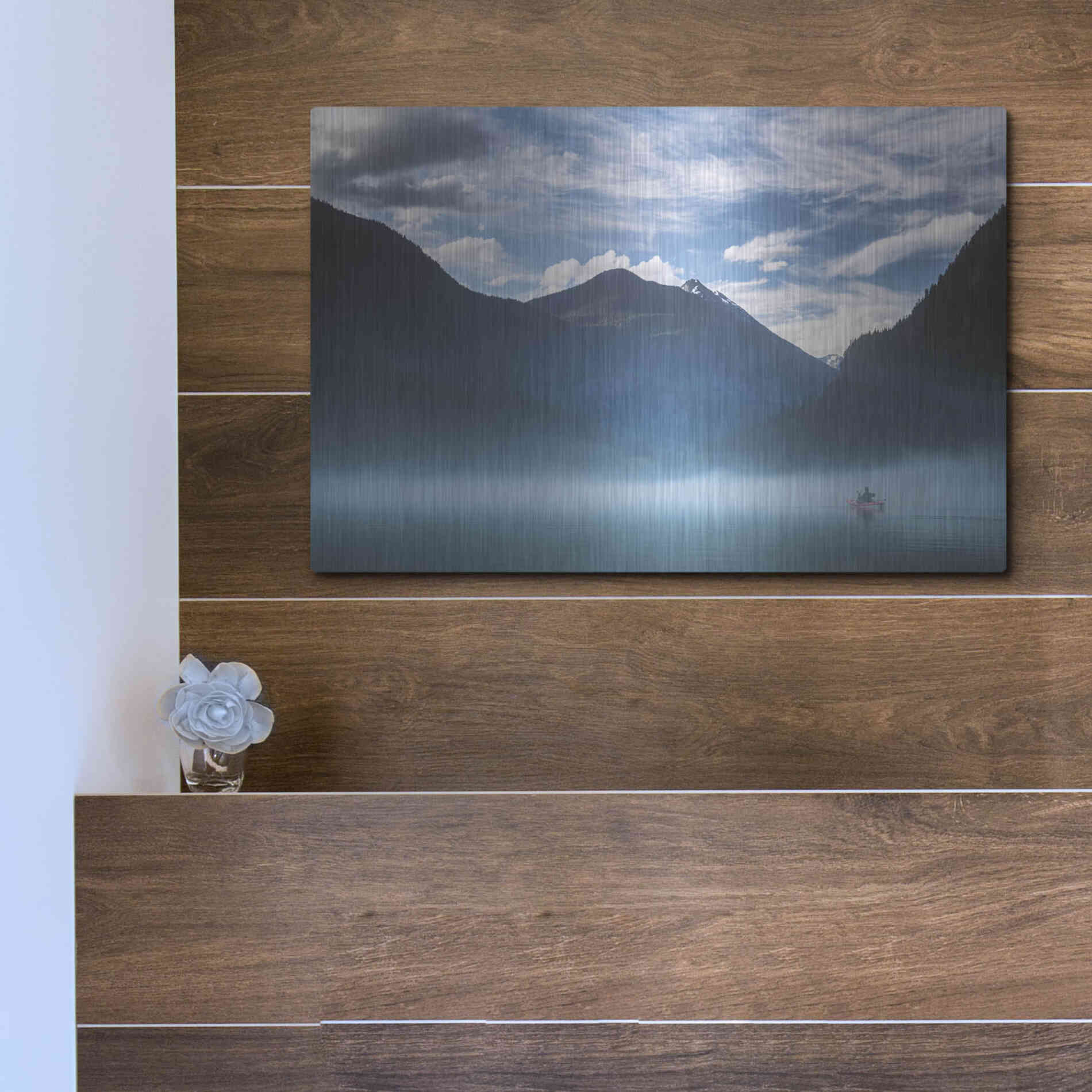 Luxe Metal Art  'Paddling Into The Mist'  by Don Schwartz, Metal Wall Art,16x12