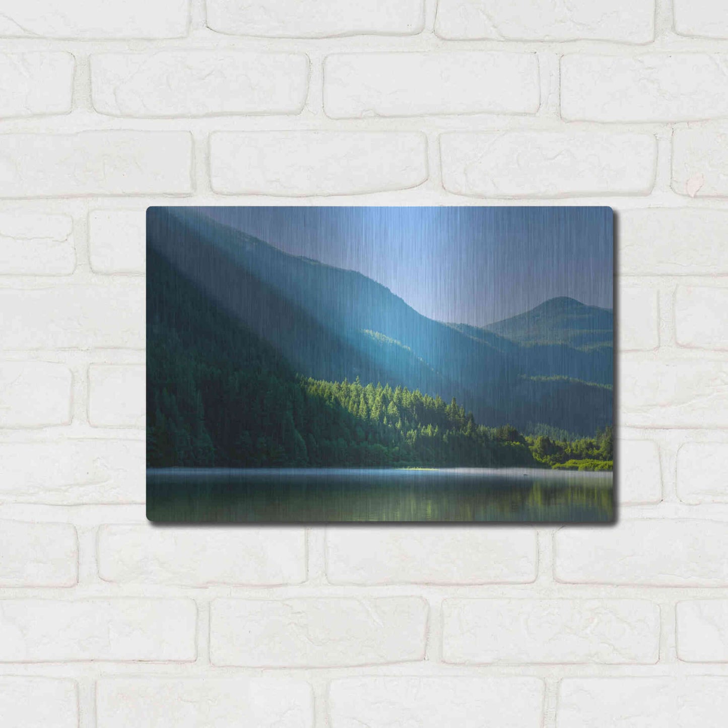 Luxe Metal Art  'Morning Rays Streak Across The Mountainside'  by Don Schwartz, Metal Wall Art,16x12