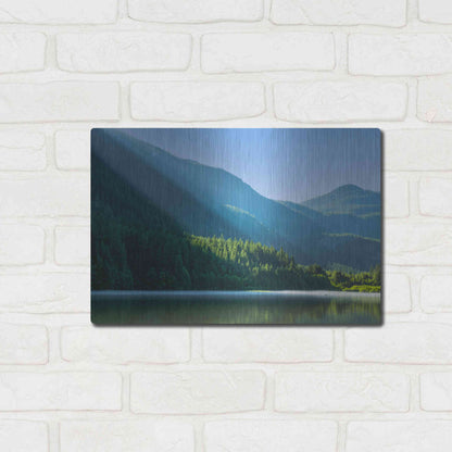 Luxe Metal Art  'Morning Rays Streak Across The Mountainside'  by Don Schwartz, Metal Wall Art,16x12