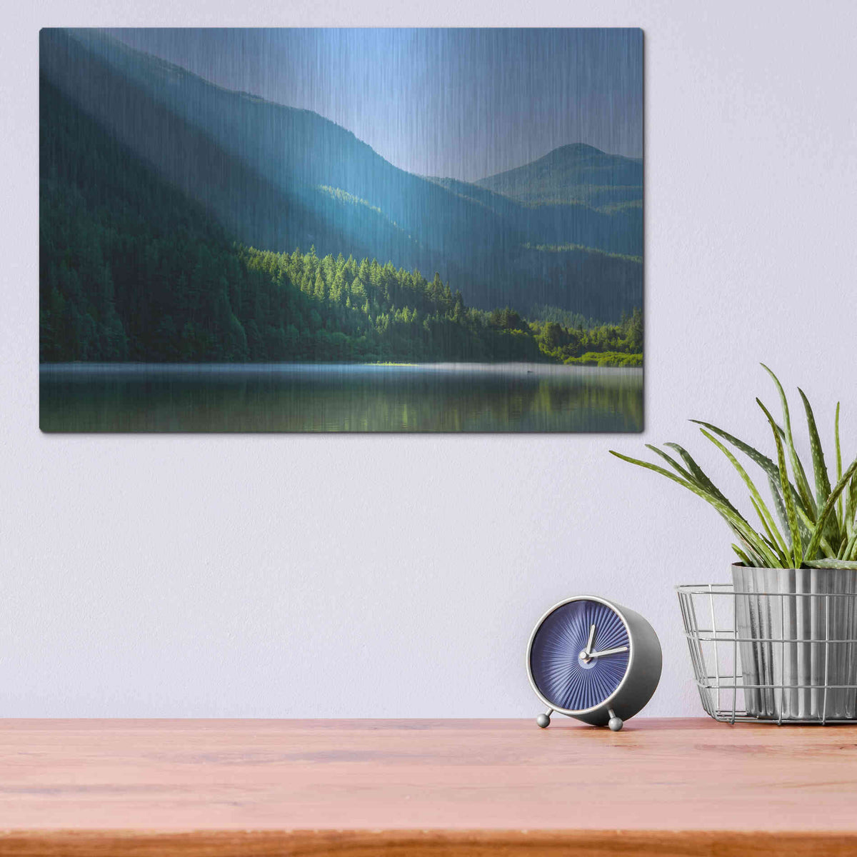 Luxe Metal Art  'Morning Rays Streak Across The Mountainside'  by Don Schwartz, Metal Wall Art,16x12
