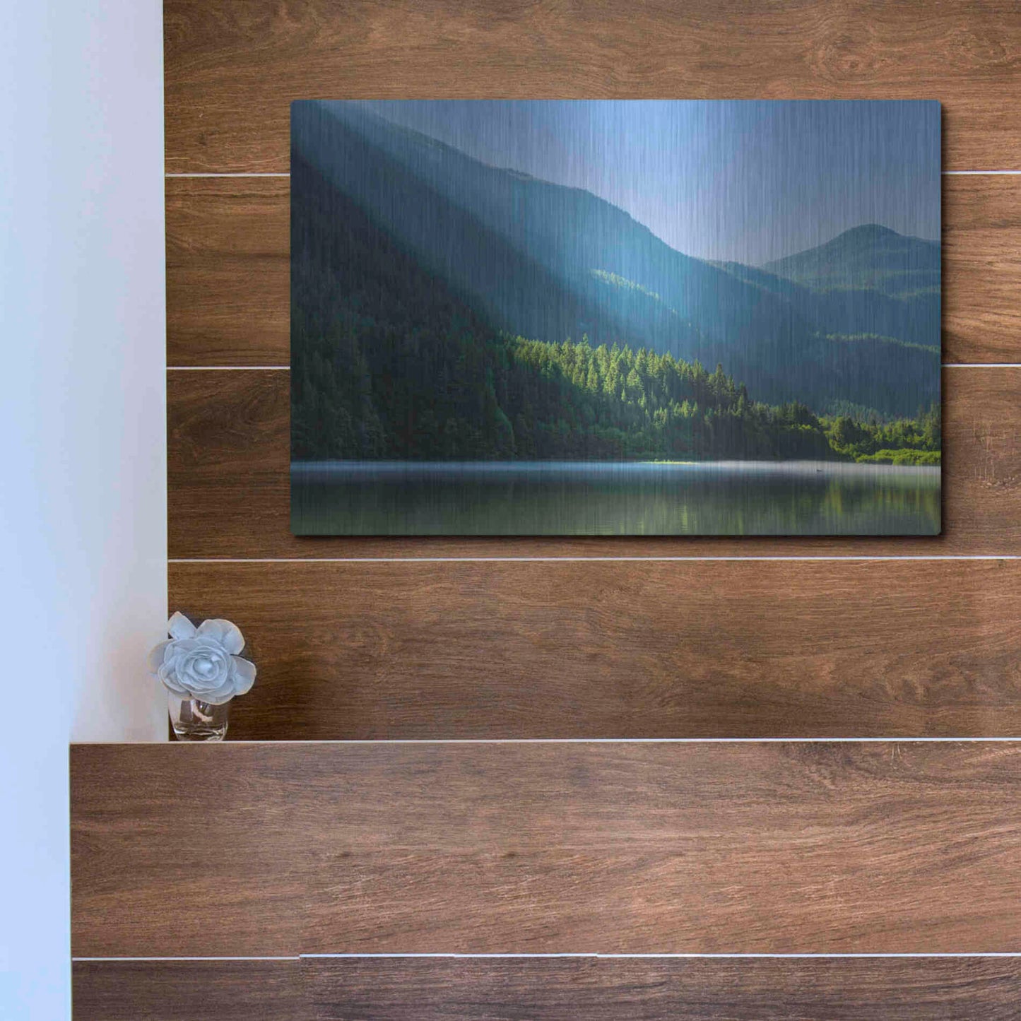 Luxe Metal Art  'Morning Rays Streak Across The Mountainside'  by Don Schwartz, Metal Wall Art,16x12