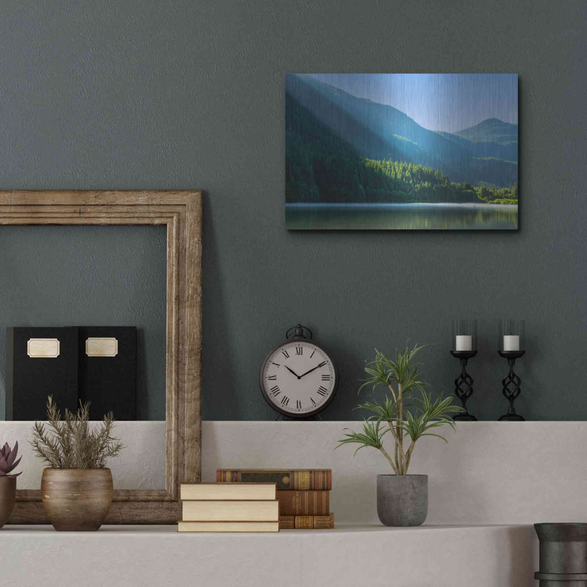 Luxe Metal Art  'Morning Rays Streak Across The Mountainside'  by Don Schwartz, Metal Wall Art,16x12