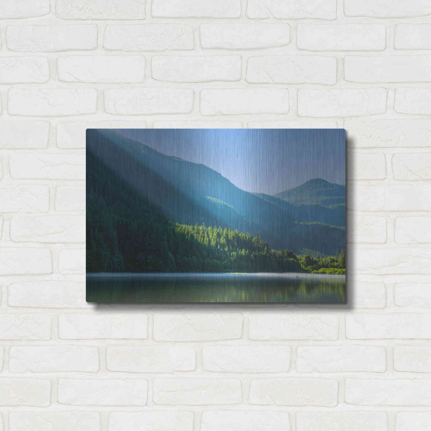 Luxe Metal Art  'Morning Rays Streak Across The Mountainside'  by Don Schwartz, Metal Wall Art,24x16