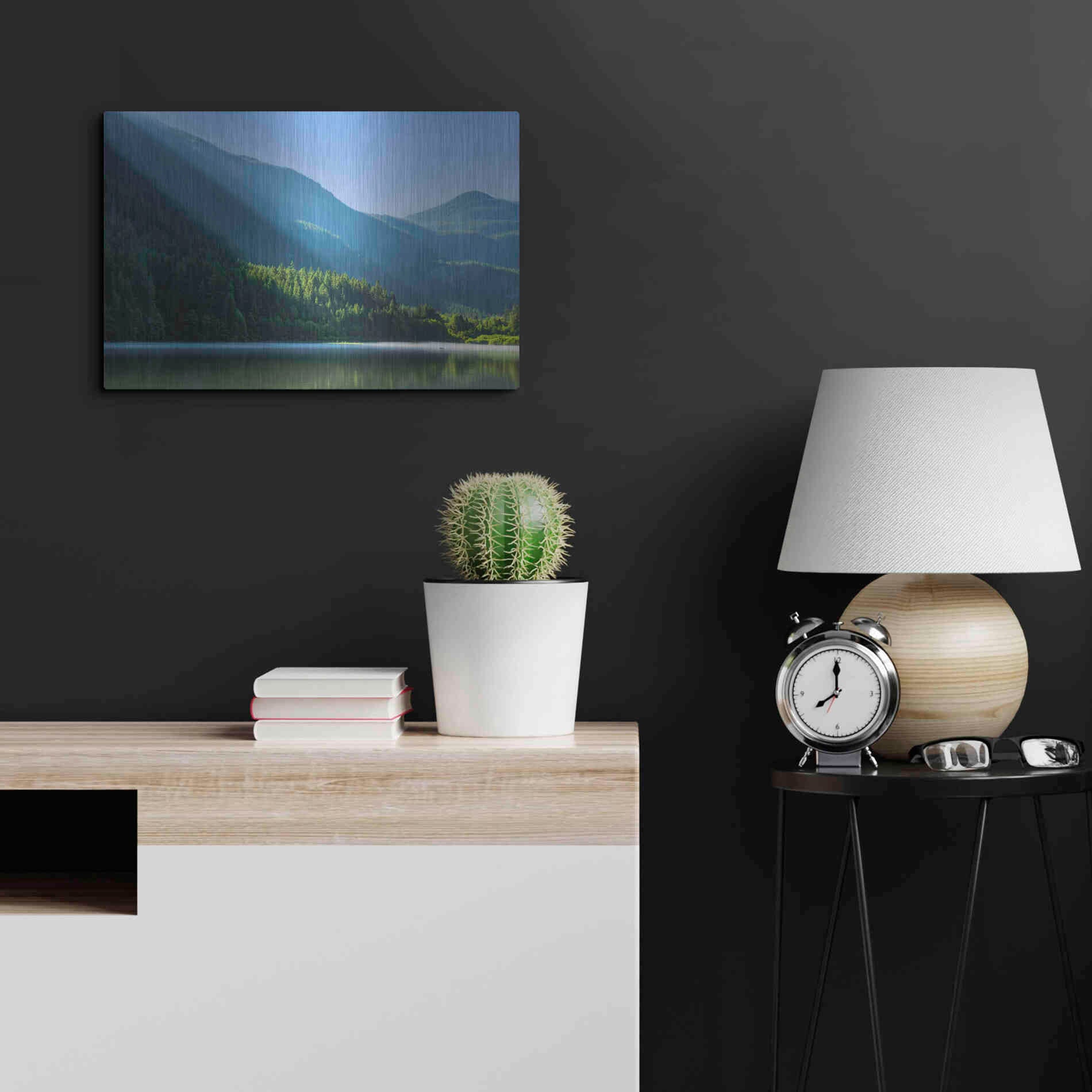 Luxe Metal Art  'Morning Rays Streak Across The Mountainside'  by Don Schwartz, Metal Wall Art,24x16