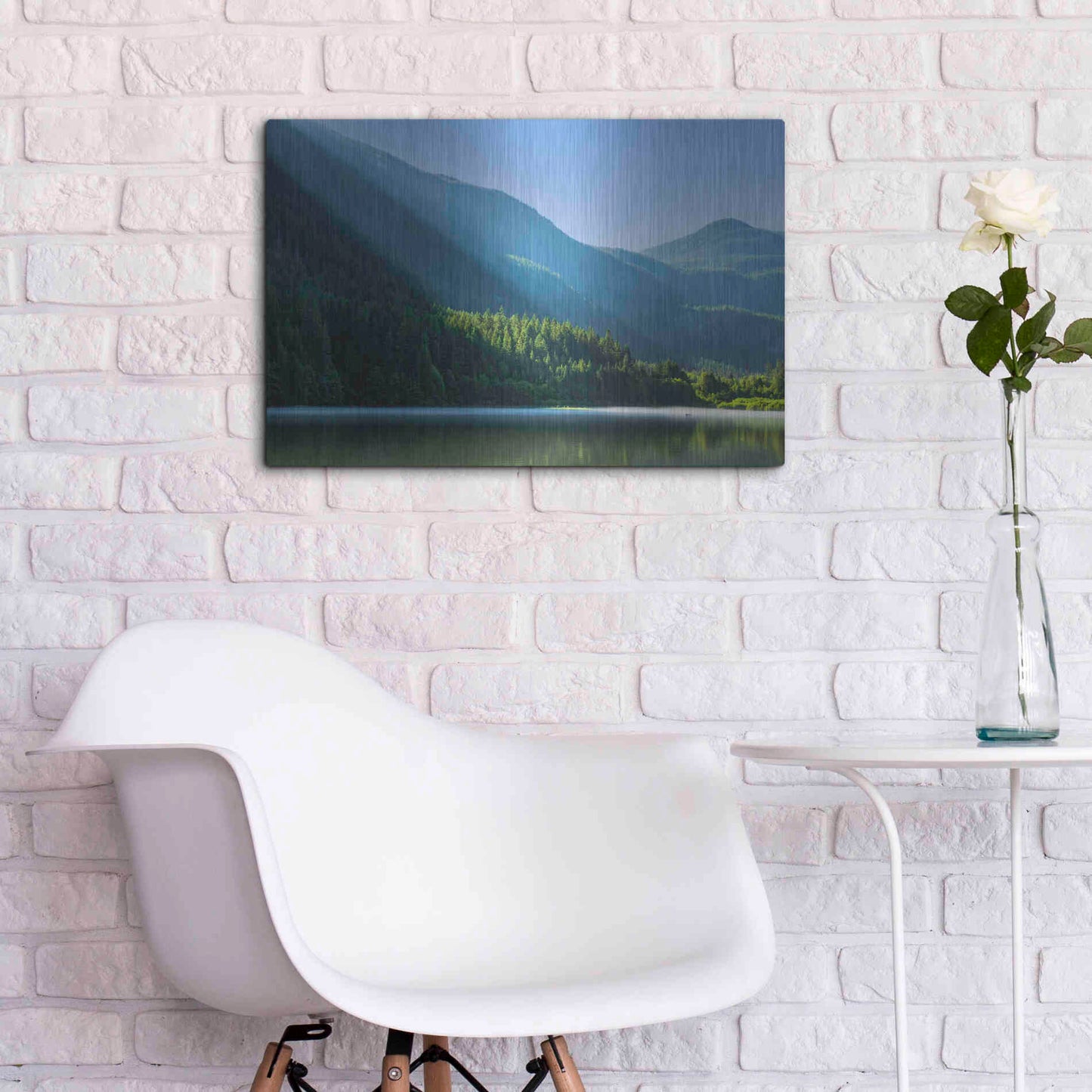 Luxe Metal Art  'Morning Rays Streak Across The Mountainside'  by Don Schwartz, Metal Wall Art,24x16