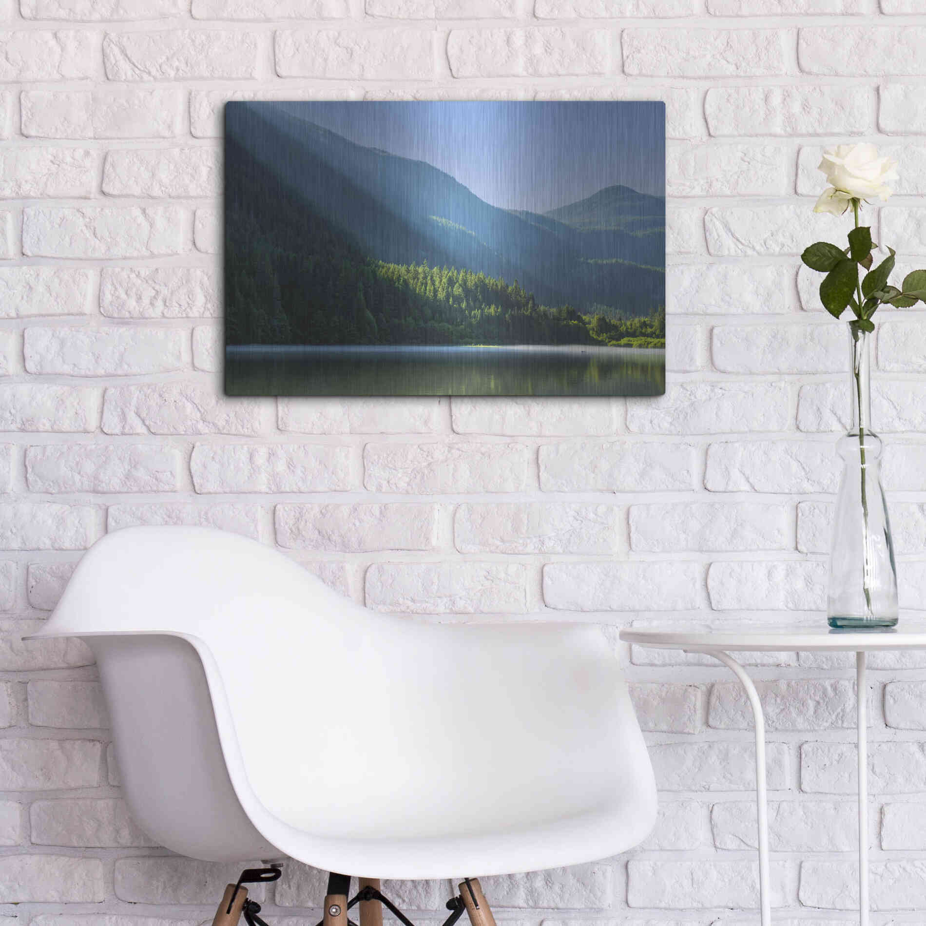 Luxe Metal Art  'Morning Rays Streak Across The Mountainside'  by Don Schwartz, Metal Wall Art,24x16