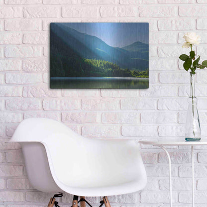 Luxe Metal Art  'Morning Rays Streak Across The Mountainside'  by Don Schwartz, Metal Wall Art,24x16