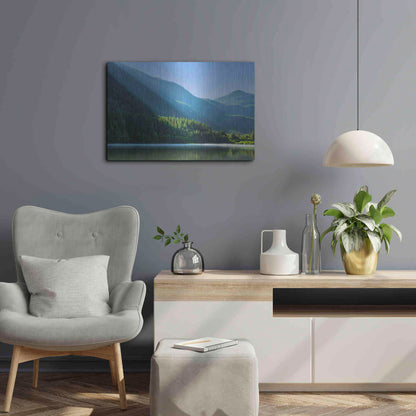 Luxe Metal Art  'Morning Rays Streak Across The Mountainside'  by Don Schwartz, Metal Wall Art,24x16