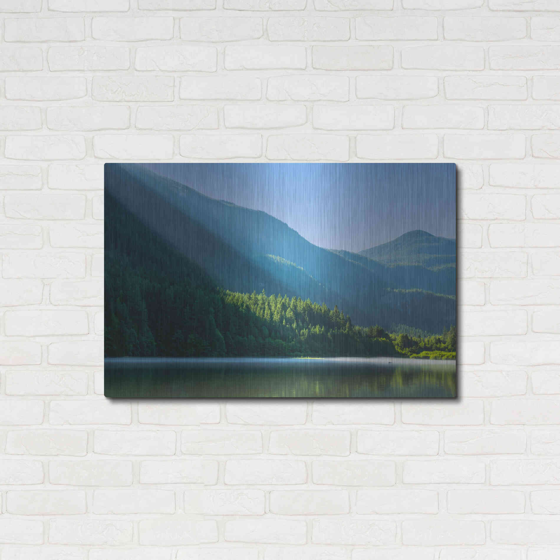 Luxe Metal Art  'Morning Rays Streak Across The Mountainside'  by Don Schwartz, Metal Wall Art,36x24