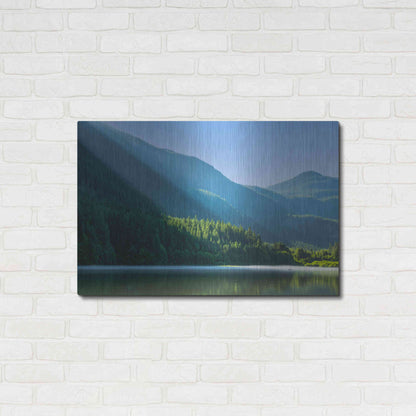 Luxe Metal Art  'Morning Rays Streak Across The Mountainside'  by Don Schwartz, Metal Wall Art,36x24