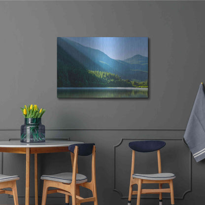 Luxe Metal Art  'Morning Rays Streak Across The Mountainside'  by Don Schwartz, Metal Wall Art,36x24