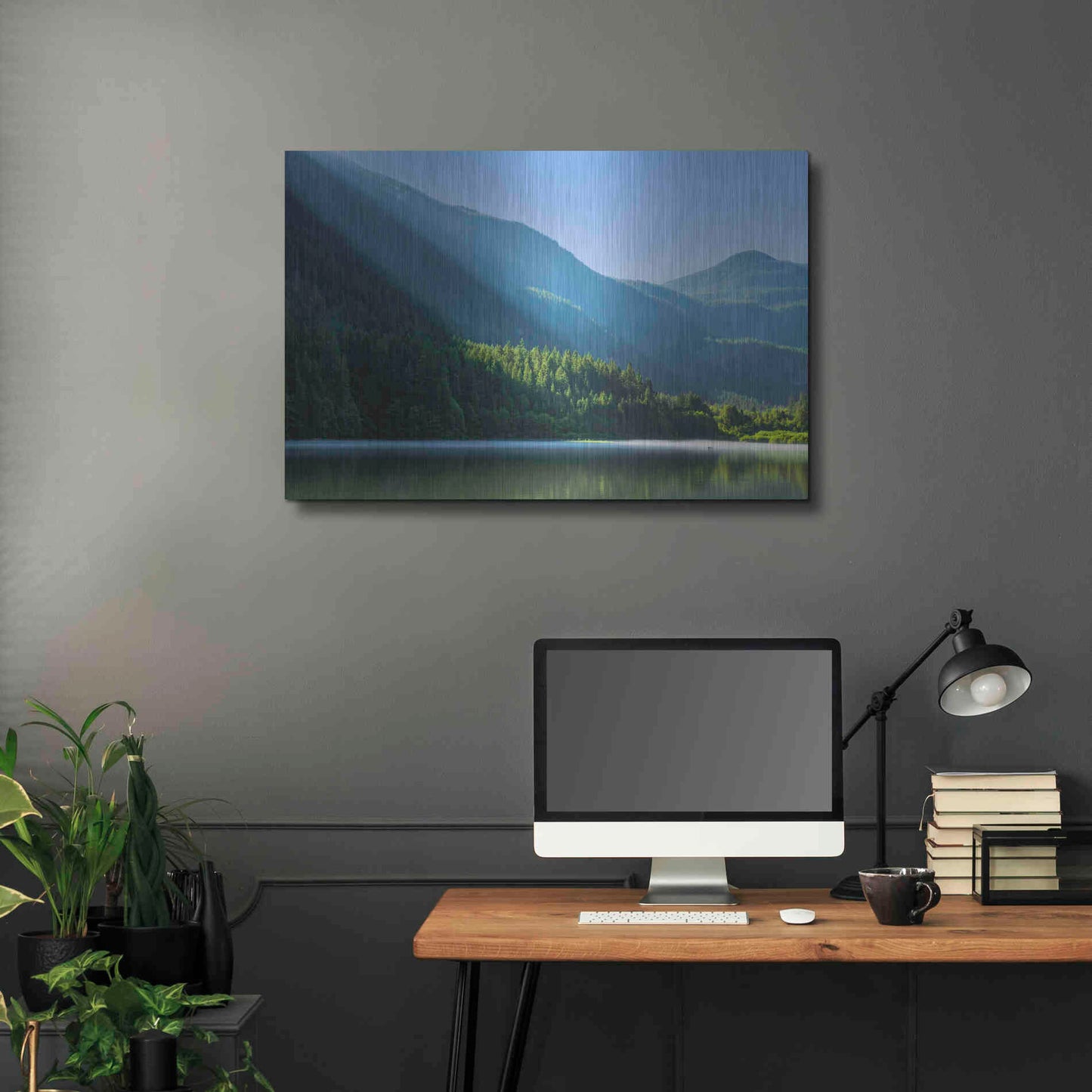 Luxe Metal Art  'Morning Rays Streak Across The Mountainside'  by Don Schwartz, Metal Wall Art,36x24