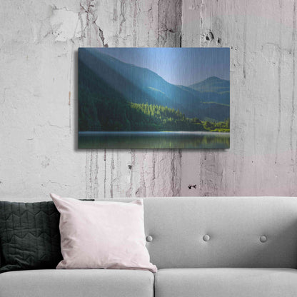 Luxe Metal Art  'Morning Rays Streak Across The Mountainside'  by Don Schwartz, Metal Wall Art,36x24