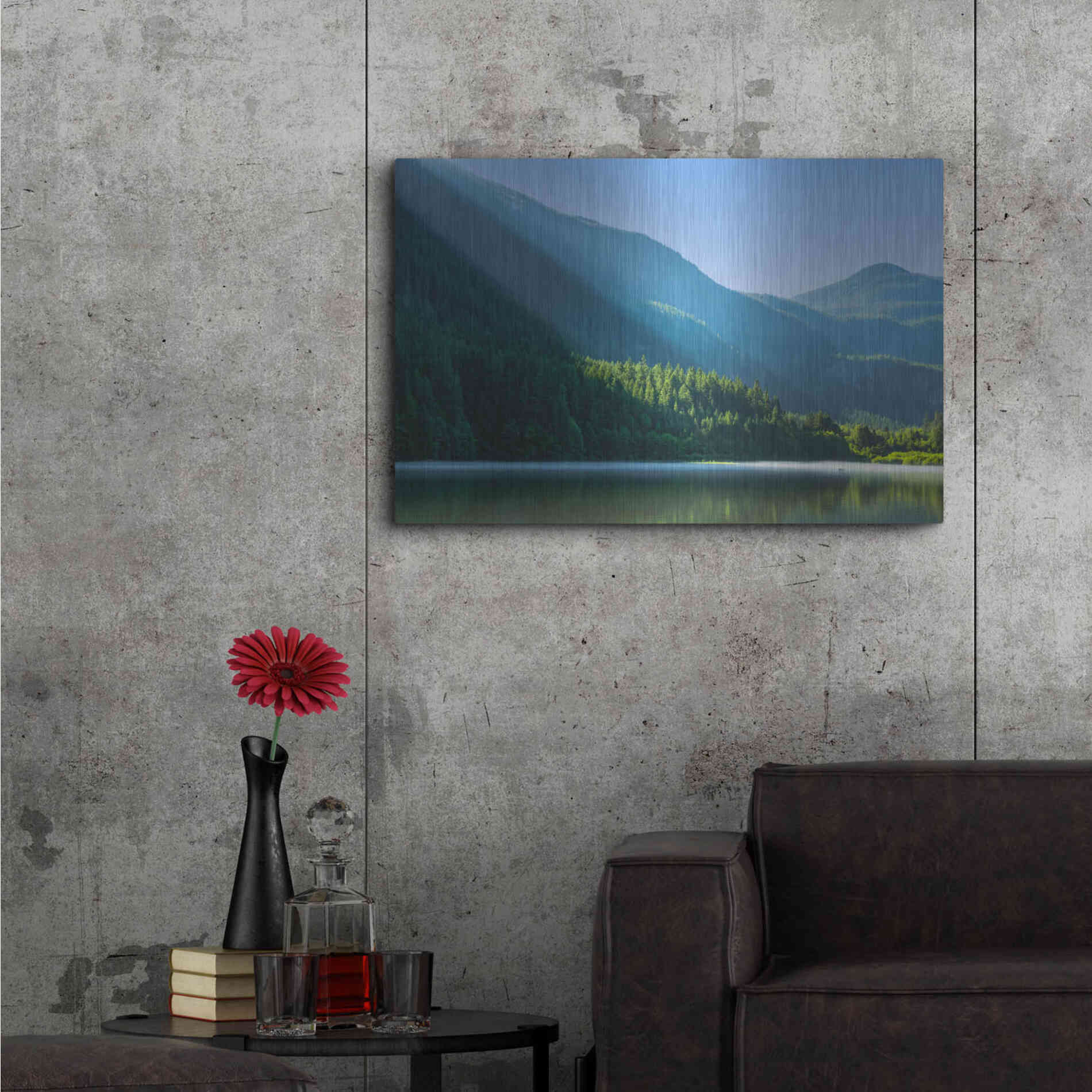 Luxe Metal Art  'Morning Rays Streak Across The Mountainside'  by Don Schwartz, Metal Wall Art,36x24