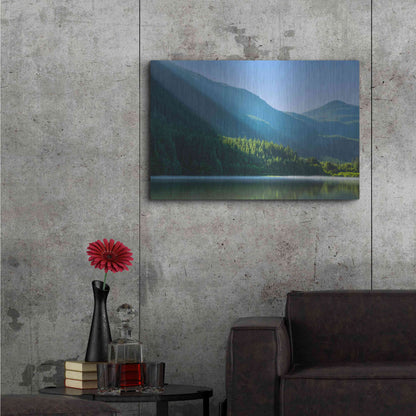Luxe Metal Art  'Morning Rays Streak Across The Mountainside'  by Don Schwartz, Metal Wall Art,36x24