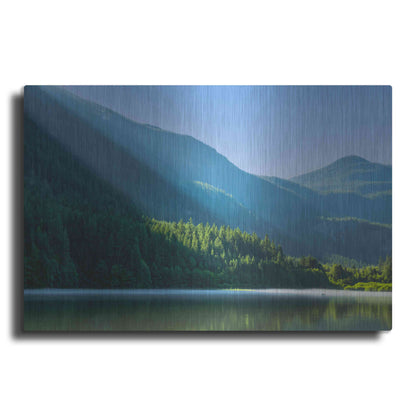 Luxe Metal Art  'Morning Rays Streak Across The Mountainside'  by Don Schwartz, Metal Wall Art