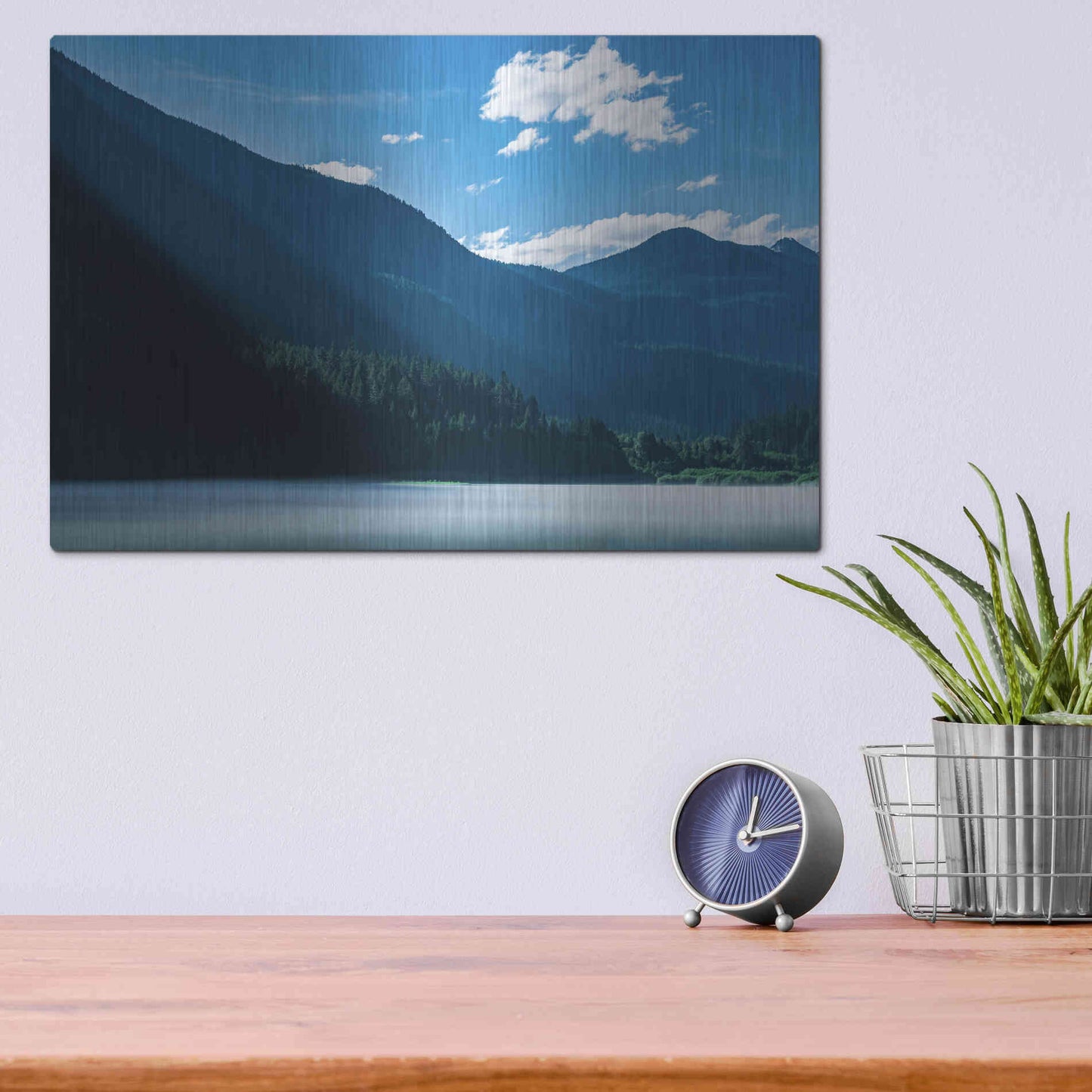 Luxe Metal Art 'Morning Rays Streak Across The Mountainside' by Don Schwartz, Metal Wall Art,16x12