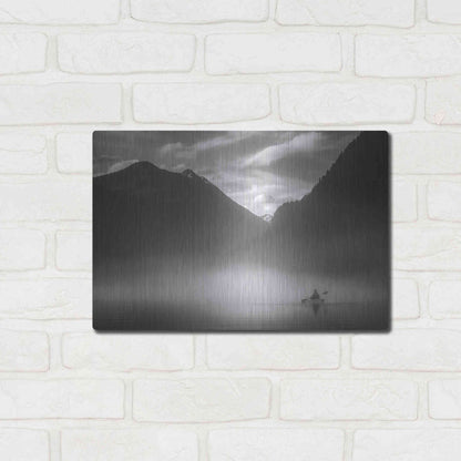 Luxe Metal Art  'Kayaker In The Mountain Mist'  by Don Schwartz, Metal Wall Art,16x12