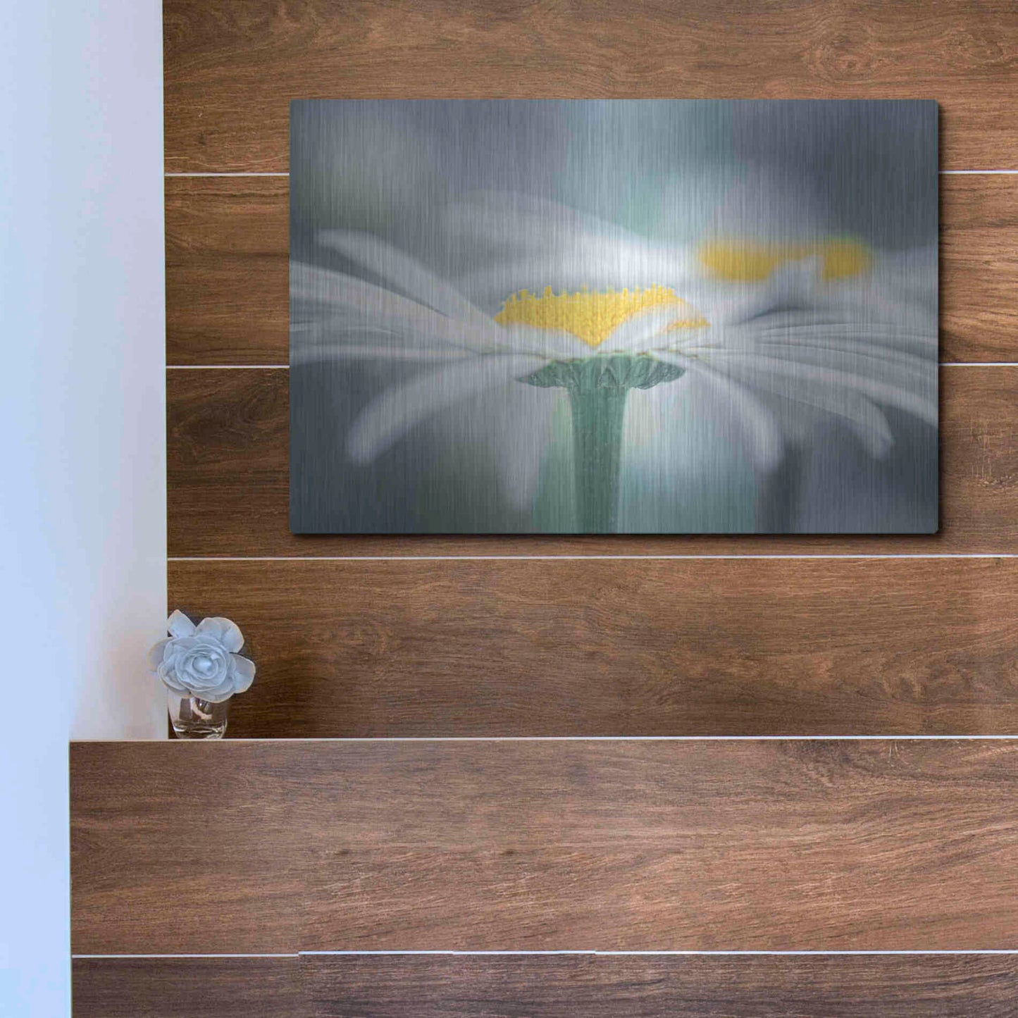Luxe Metal Art  'Two Daisies'  by Don Schwartz, Metal Wall Art,16x12