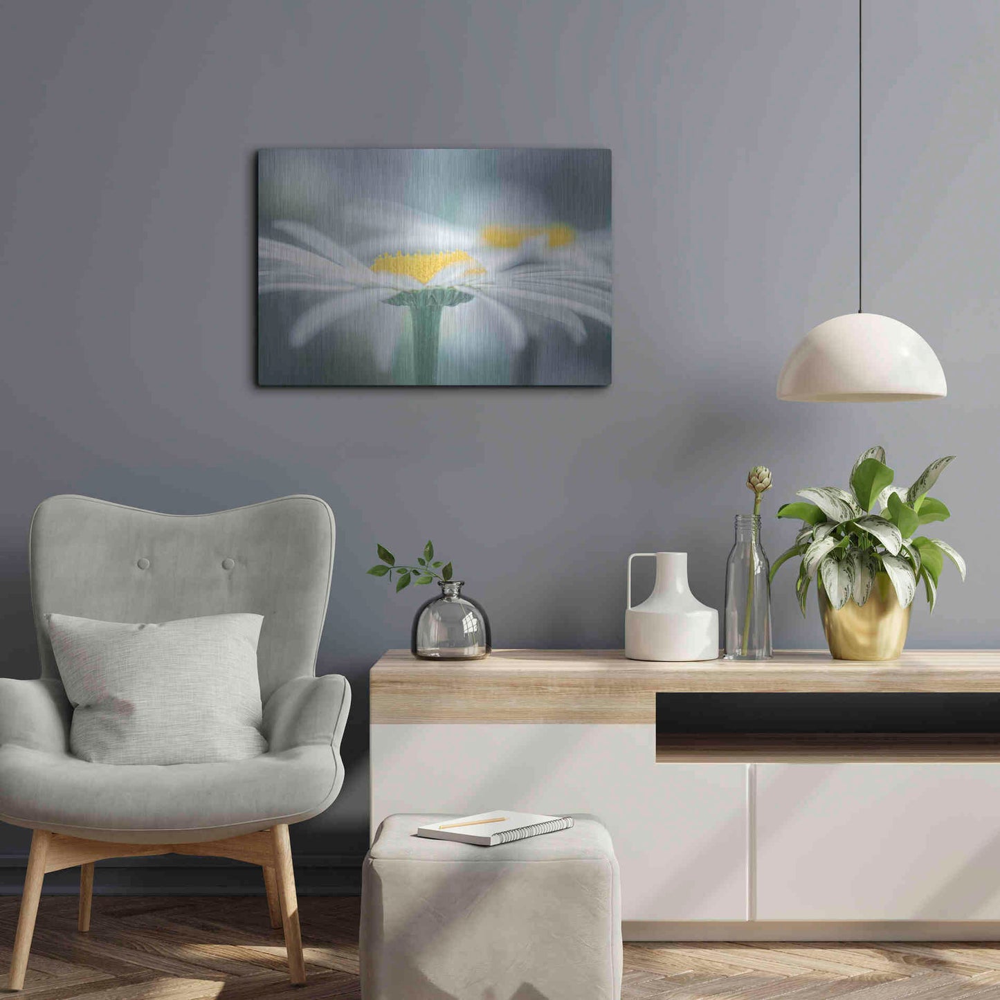 Luxe Metal Art  'Two Daisies'  by Don Schwartz, Metal Wall Art,24x16