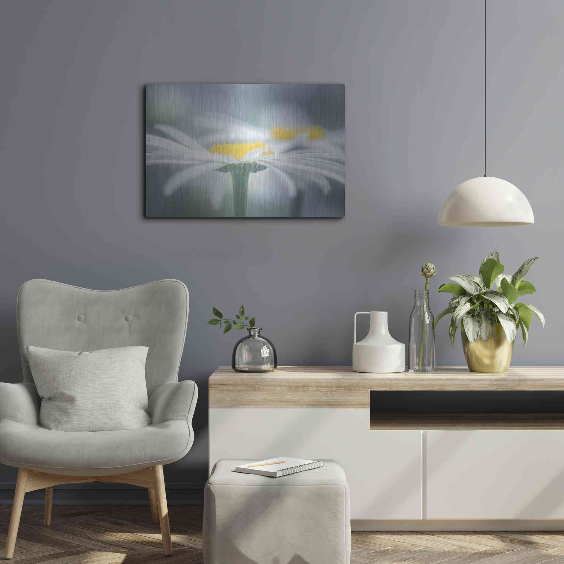 Luxe Metal Art  'Two Daisies'  by Don Schwartz, Metal Wall Art,24x16