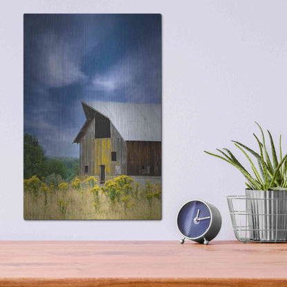Luxe Metal Art  'Old Barn In A Summer Field'  by Don Schwartz, Metal Wall Art,12x16