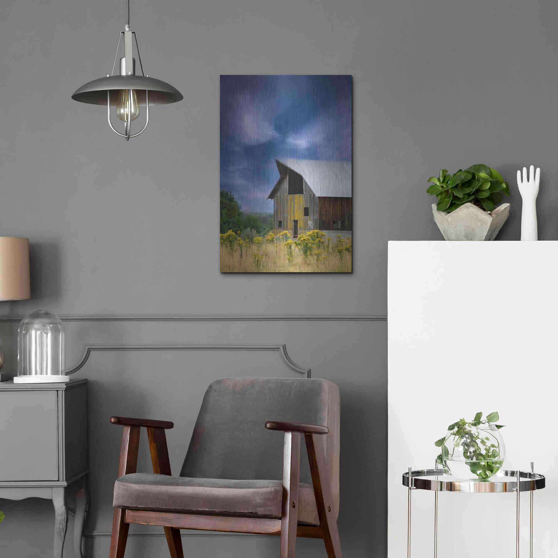 Luxe Metal Art  'Old Barn In A Summer Field'  by Don Schwartz, Metal Wall Art,16x24