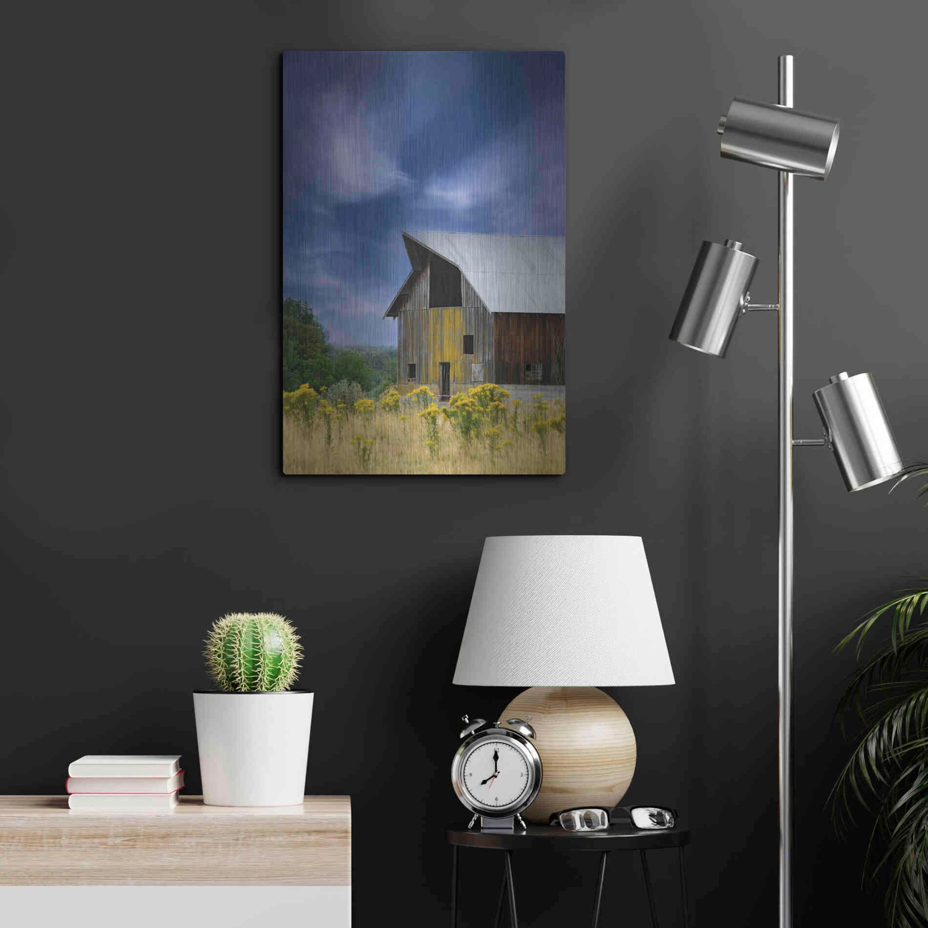 Luxe Metal Art  'Old Barn In A Summer Field'  by Don Schwartz, Metal Wall Art,16x24