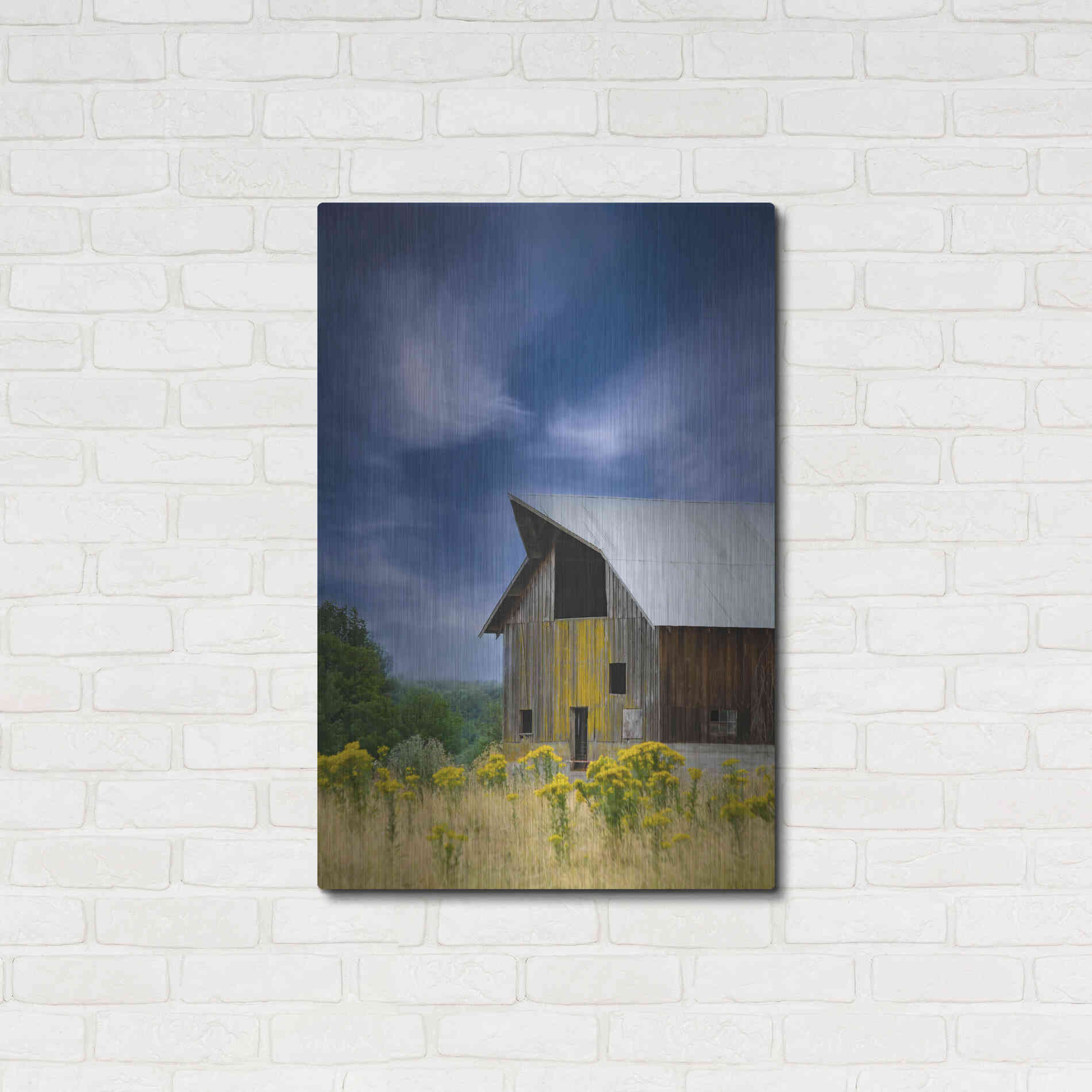 Luxe Metal Art  'Old Barn In A Summer Field'  by Don Schwartz, Metal Wall Art,24x36
