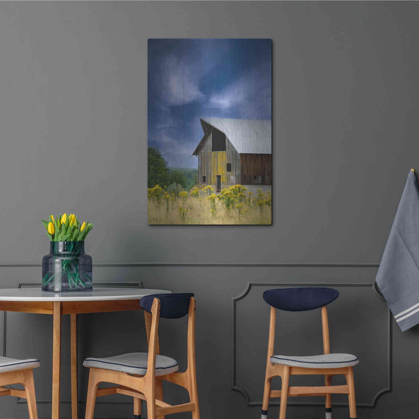 Luxe Metal Art  'Old Barn In A Summer Field'  by Don Schwartz, Metal Wall Art,24x36