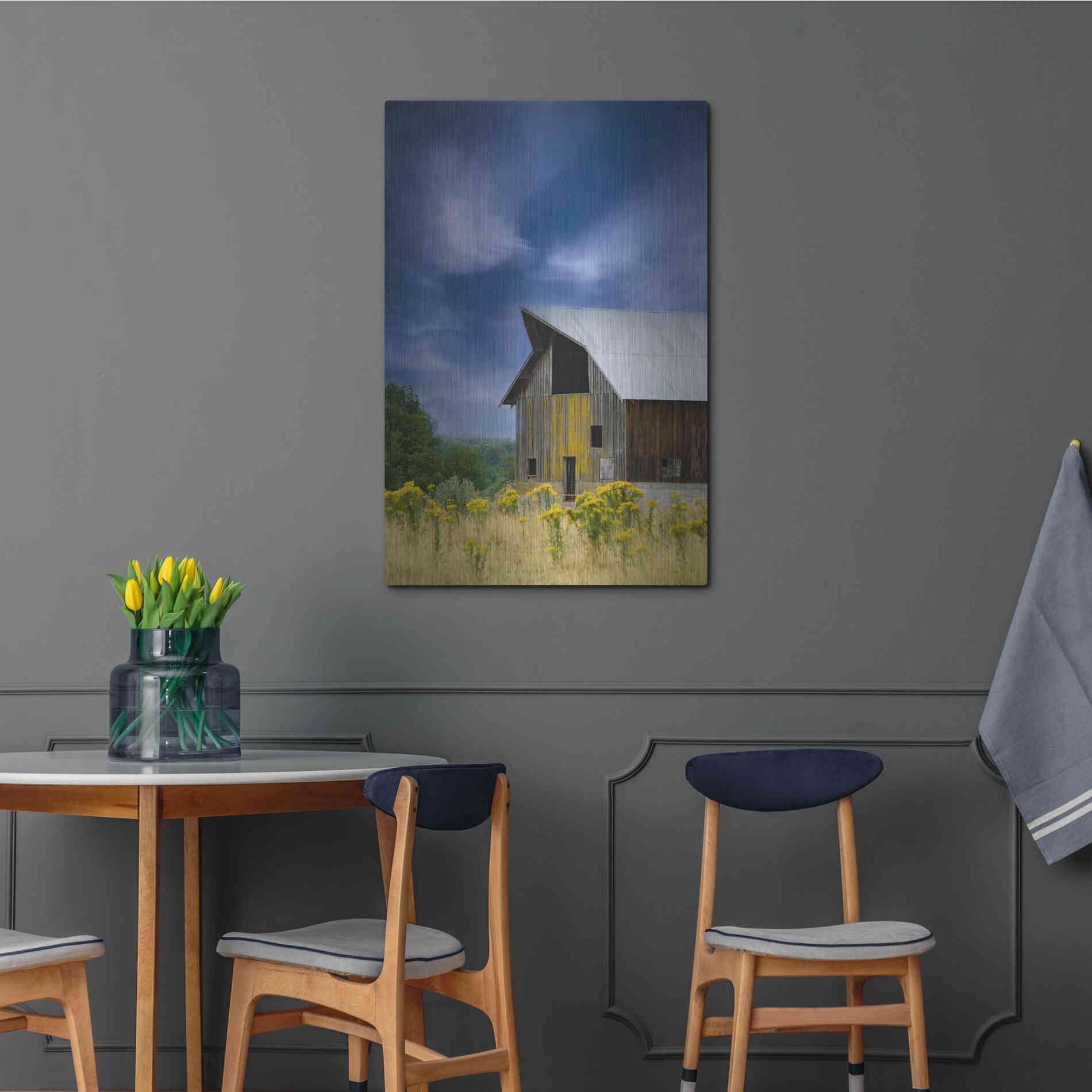 Luxe Metal Art  'Old Barn In A Summer Field'  by Don Schwartz, Metal Wall Art,24x36