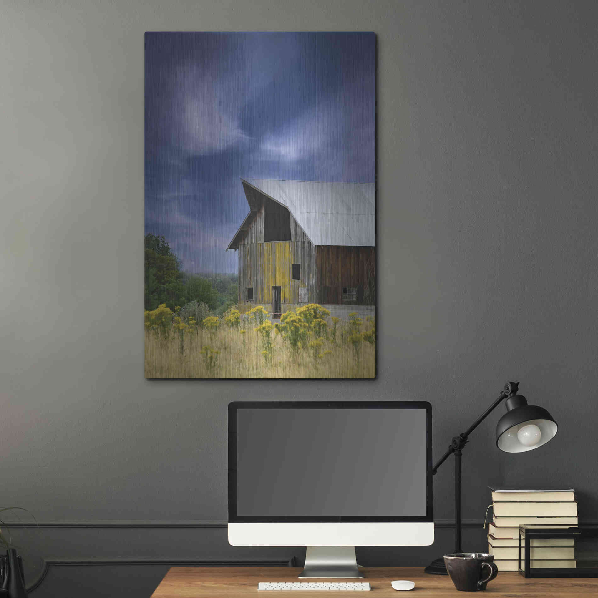 Luxe Metal Art  'Old Barn In A Summer Field'  by Don Schwartz, Metal Wall Art,24x36