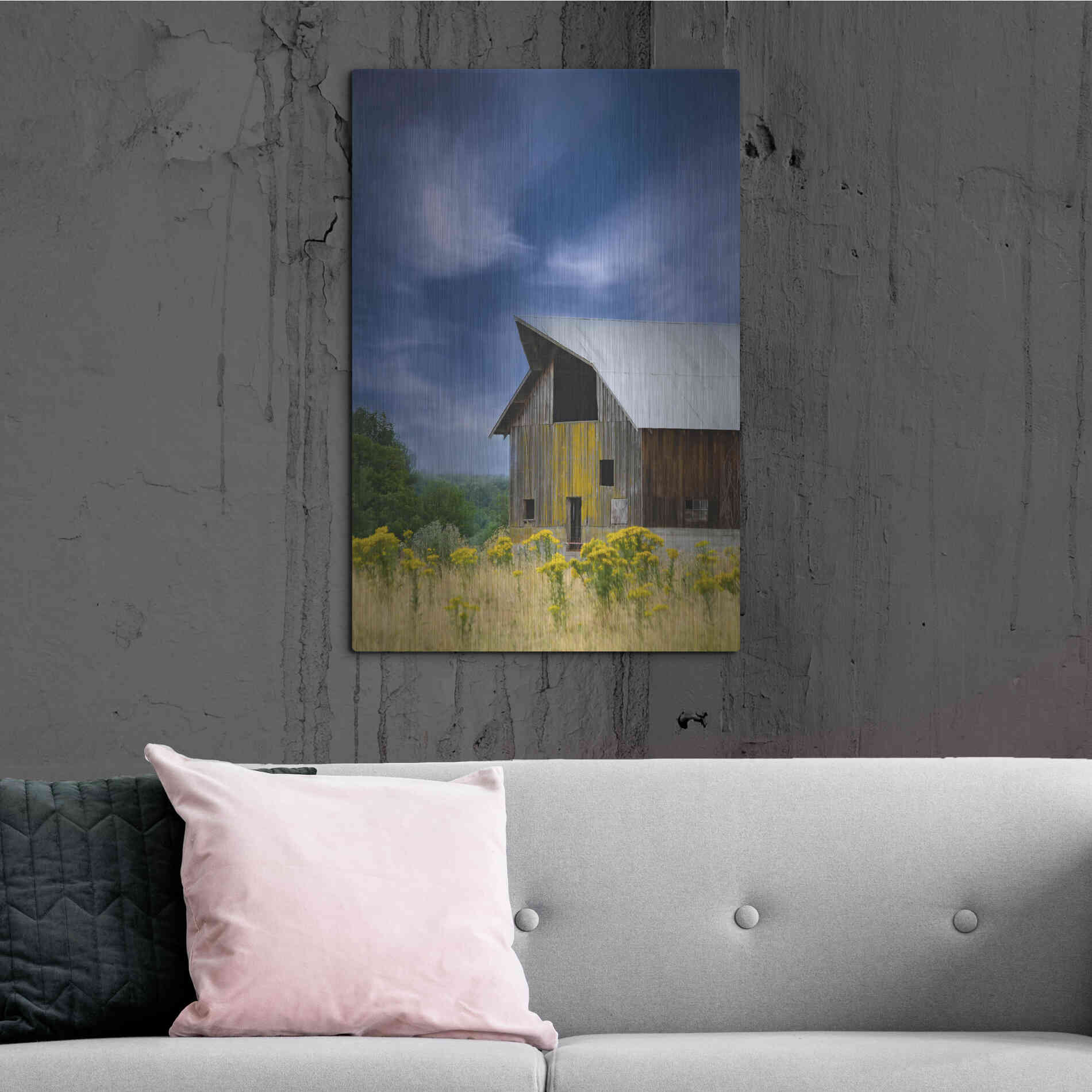 Luxe Metal Art  'Old Barn In A Summer Field'  by Don Schwartz, Metal Wall Art,24x36