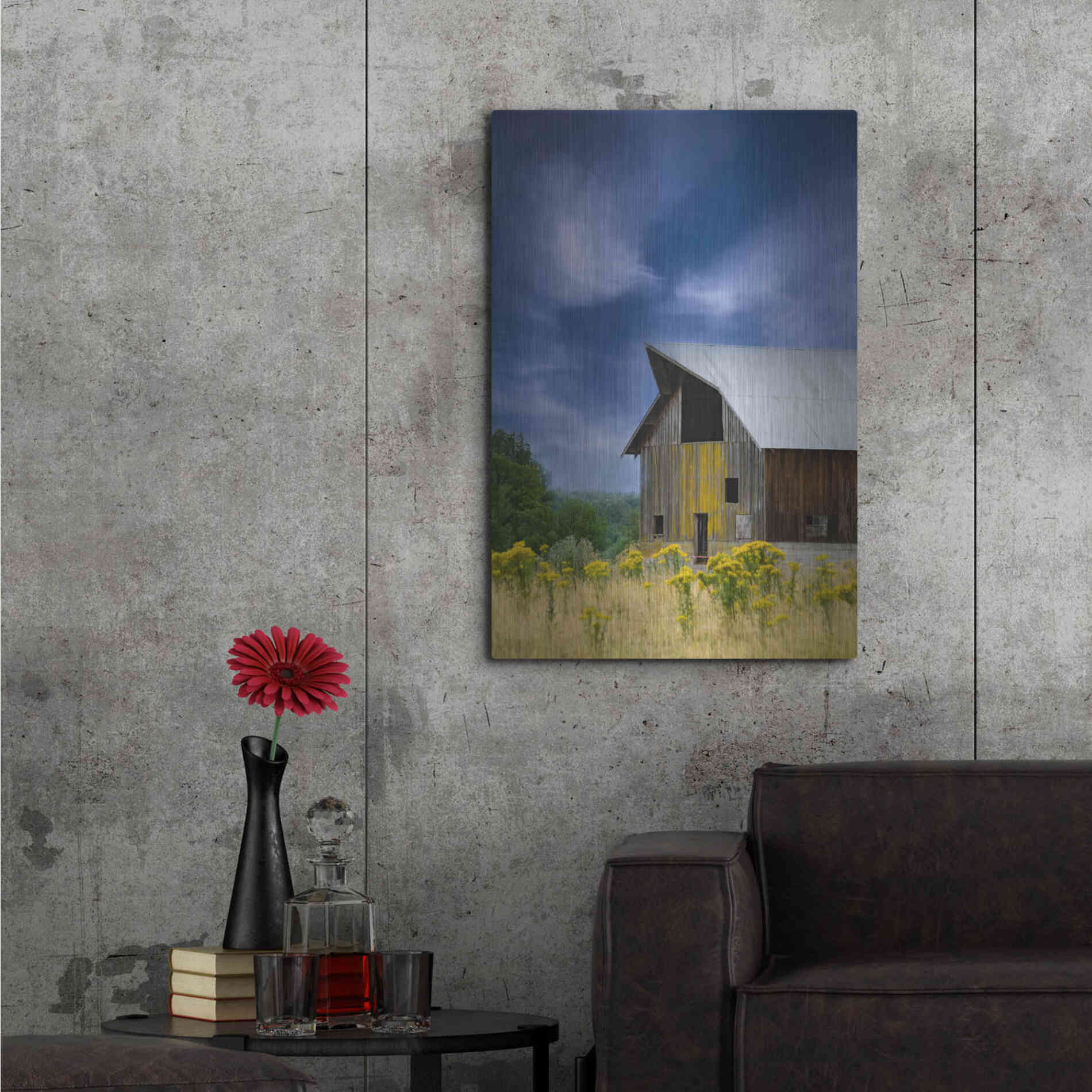 Luxe Metal Art  'Old Barn In A Summer Field'  by Don Schwartz, Metal Wall Art,24x36