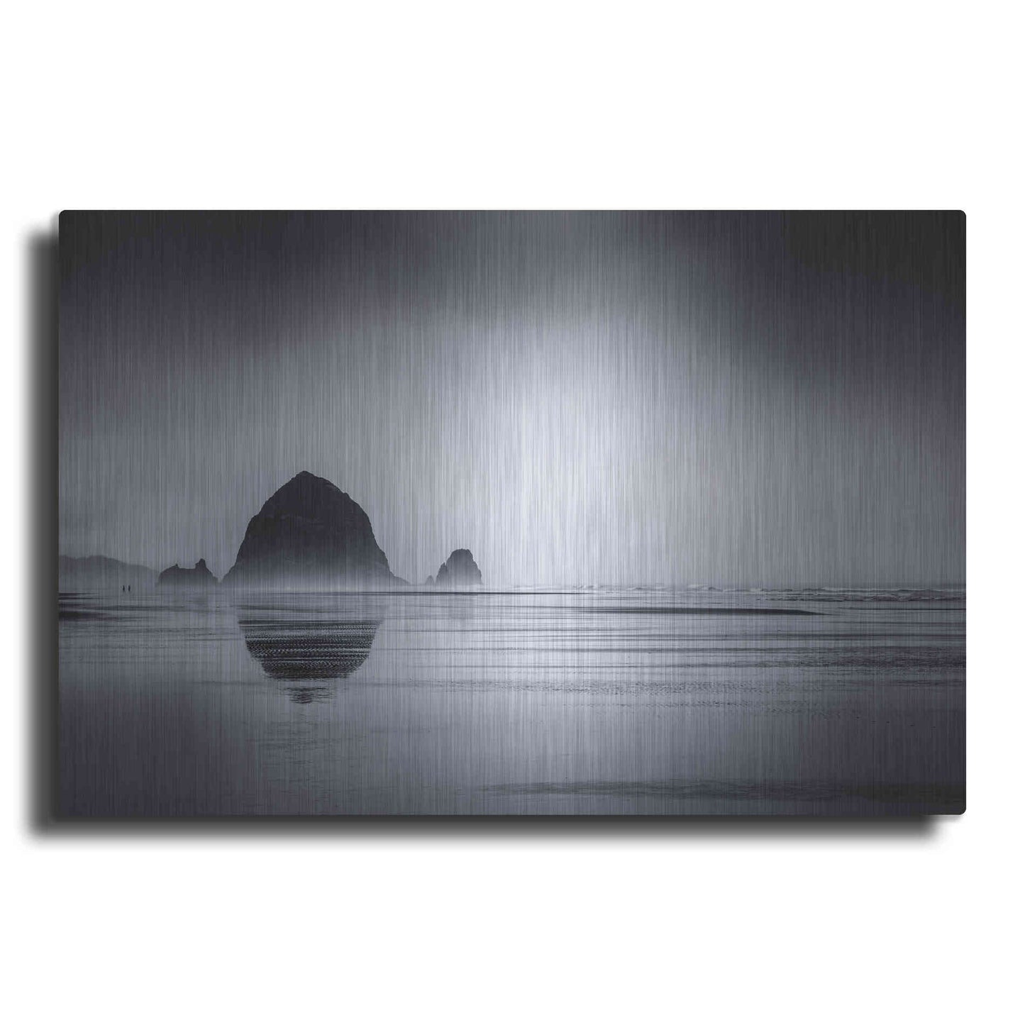 Luxe Metal Art  'Fog Surrounds Haystack Rock'  by Don Schwartz, Metal Wall Art