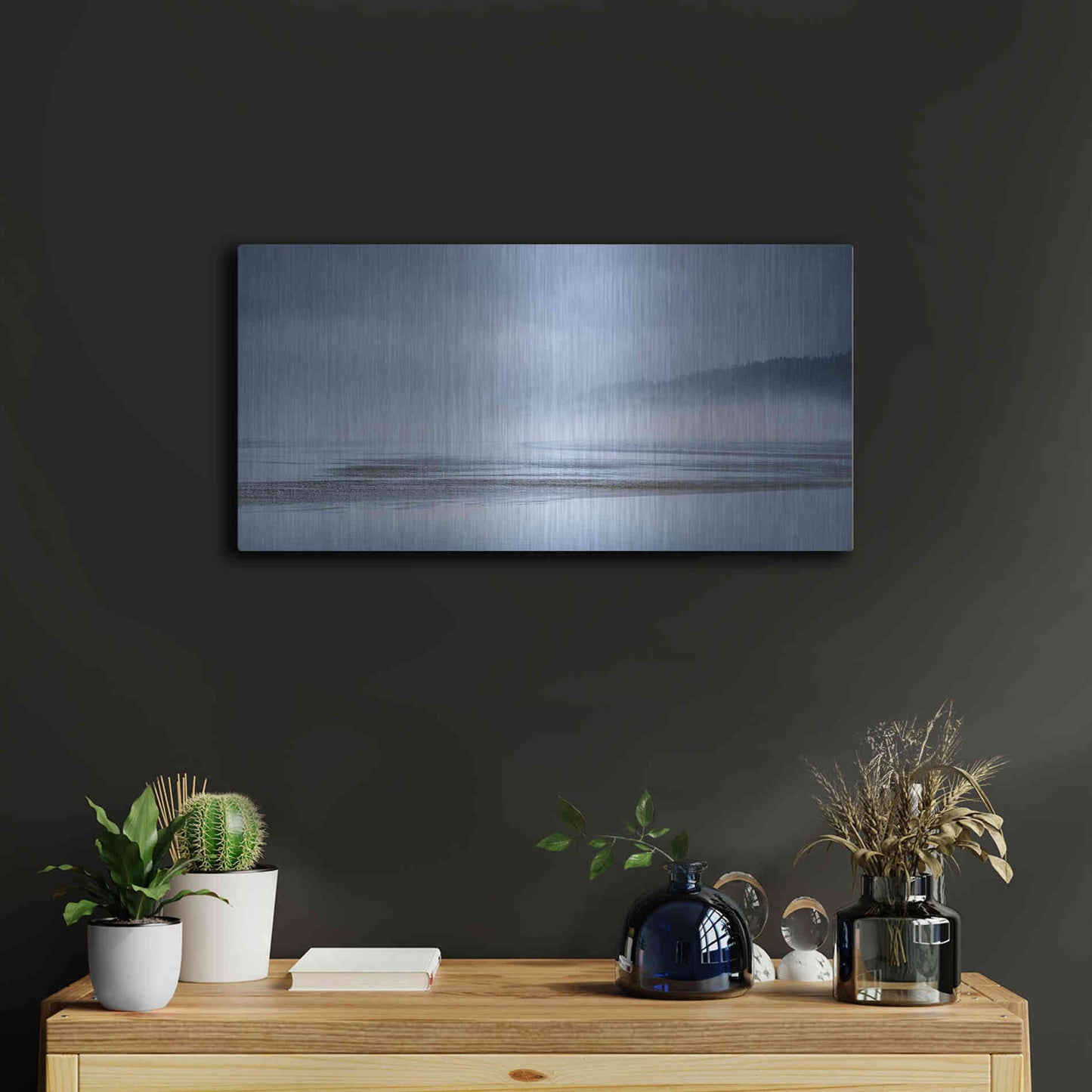 Luxe Metal Art  'Fog At Low Tide'  by Don Schwartz, Metal Wall Art,24x12