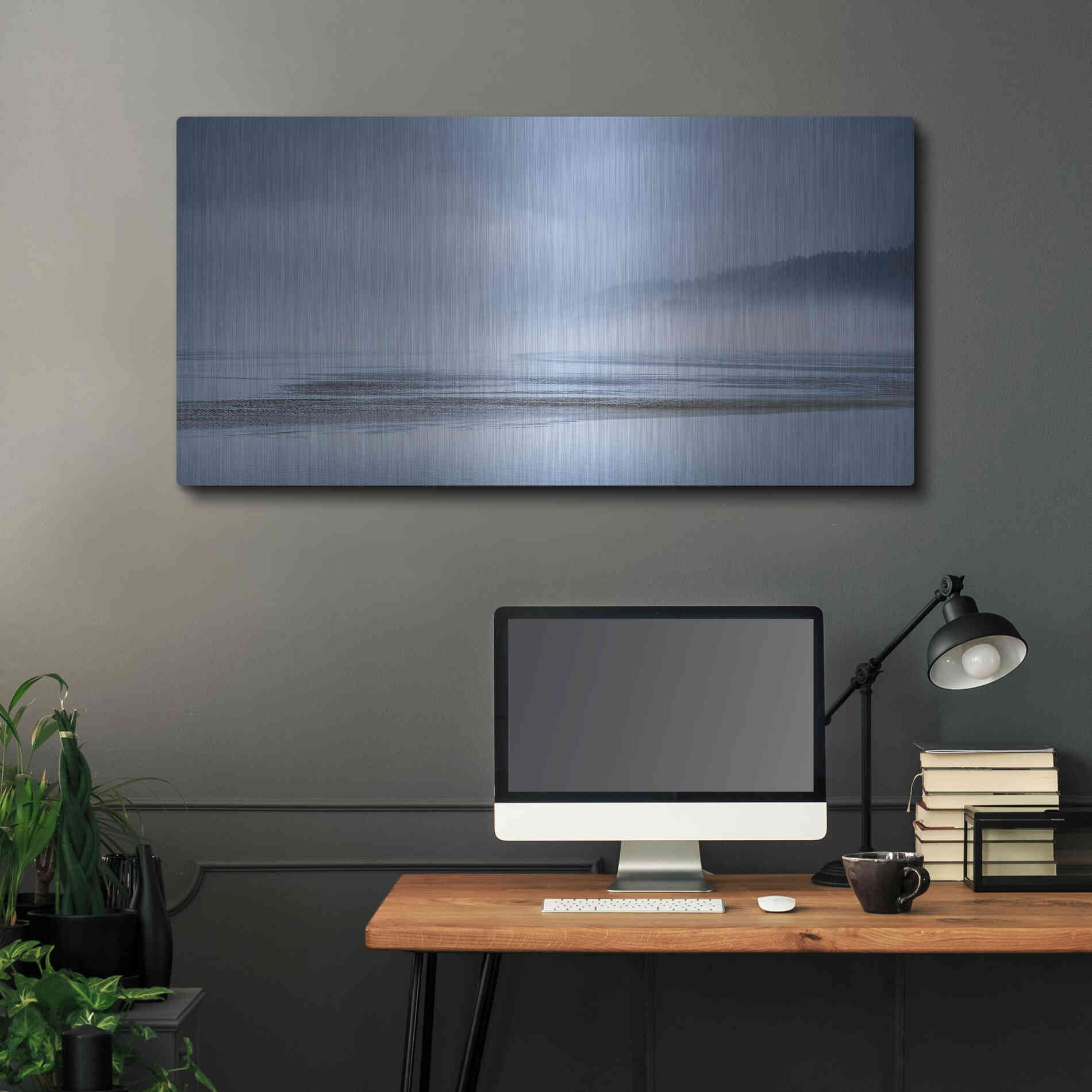 Luxe Metal Art  'Fog At Low Tide'  by Don Schwartz, Metal Wall Art,48x24