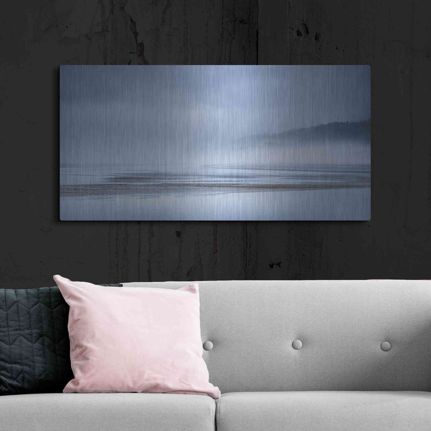 Luxe Metal Art  'Fog At Low Tide'  by Don Schwartz, Metal Wall Art,48x24