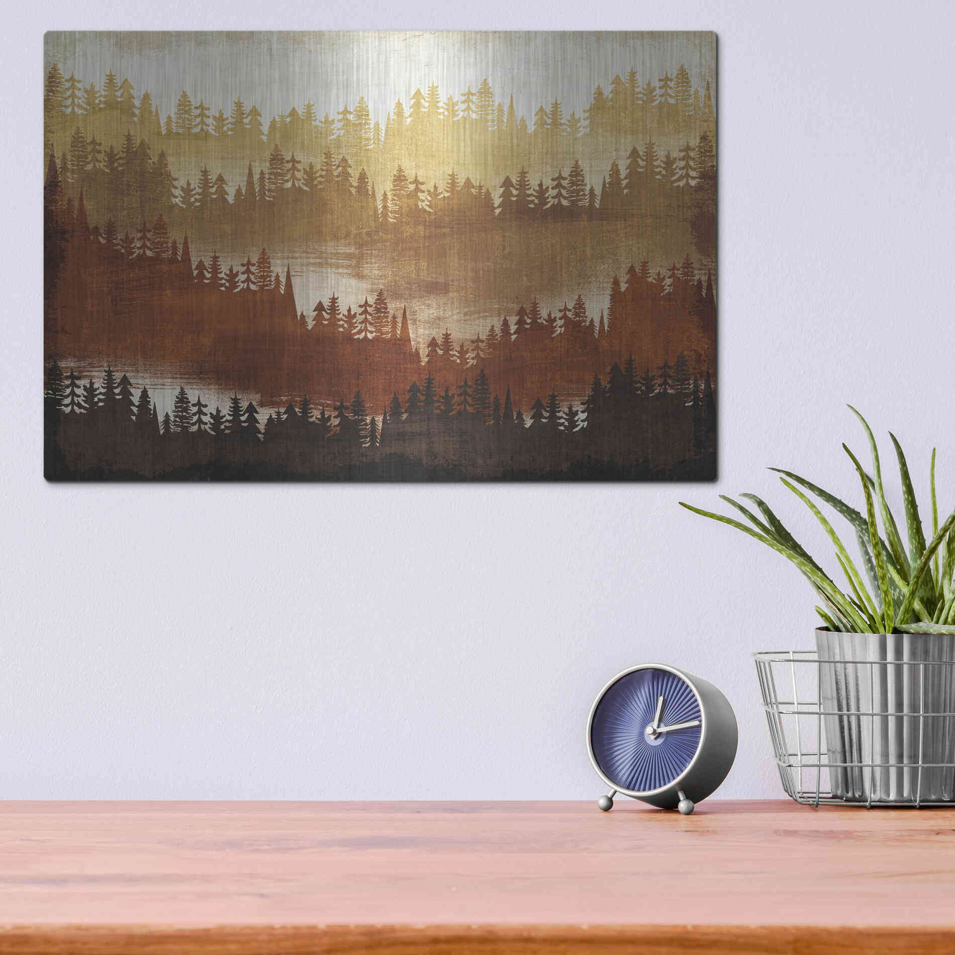 Luxe Metal Art 'Mountainscape Spice' by Michael Mullan, Metal Wall Art,16x12