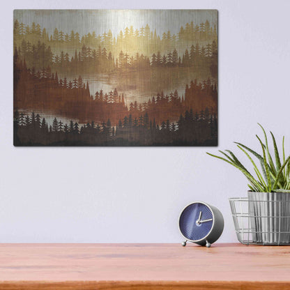 Luxe Metal Art 'Mountainscape Spice' by Michael Mullan, Metal Wall Art,16x12