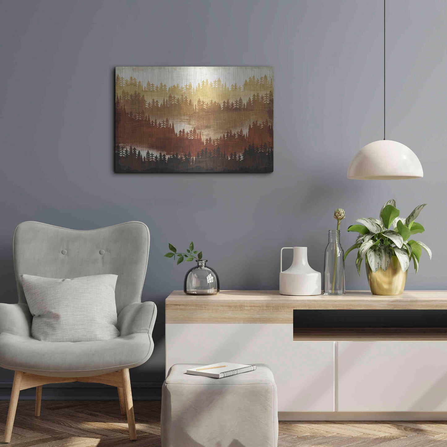 Luxe Metal Art 'Mountainscape Spice' by Michael Mullan, Metal Wall Art,24x16
