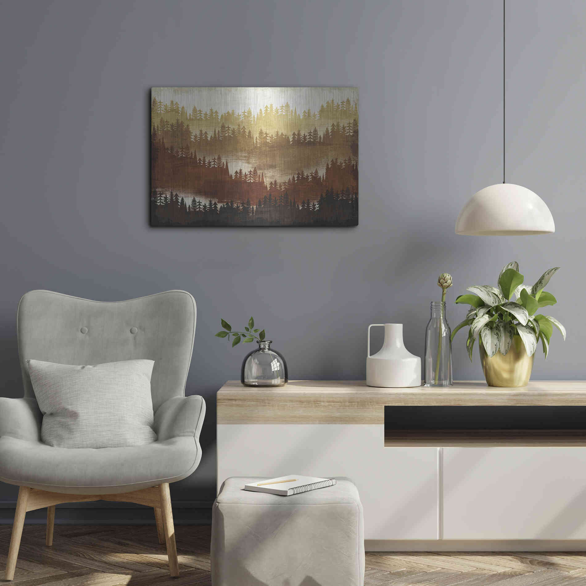 Luxe Metal Art 'Mountainscape Spice' by Michael Mullan, Metal Wall Art,24x16
