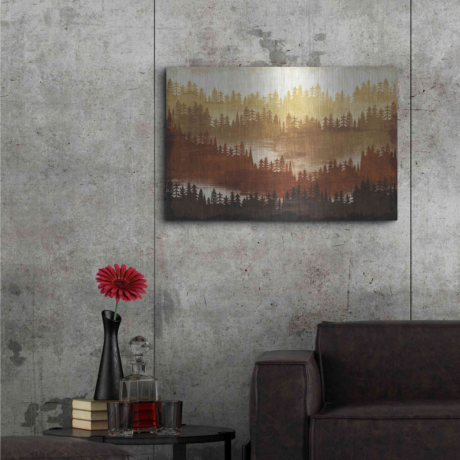 Luxe Metal Art 'Mountainscape Spice' by Michael Mullan, Metal Wall Art,36x24