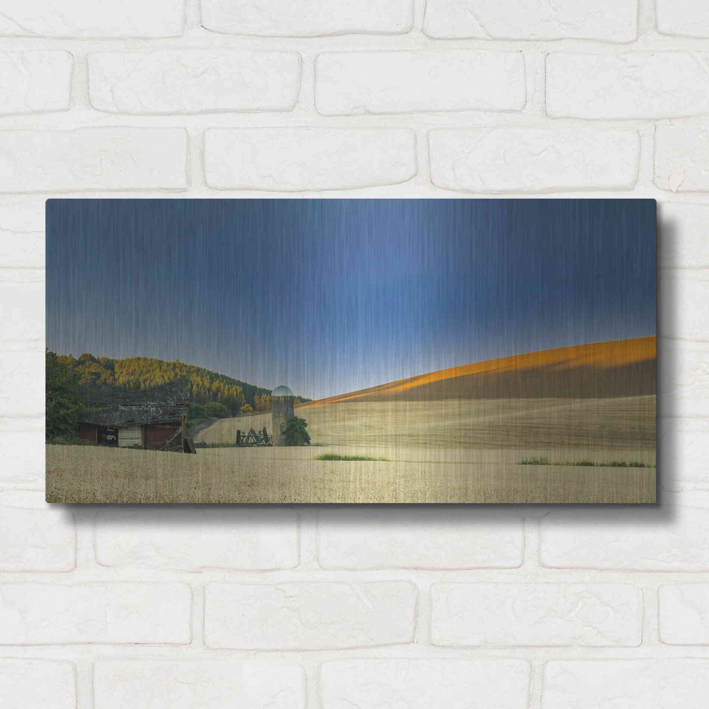 Luxe Metal Art  'Old Barn And Silo'  by Don Schwartz, Metal Wall Art,24x12